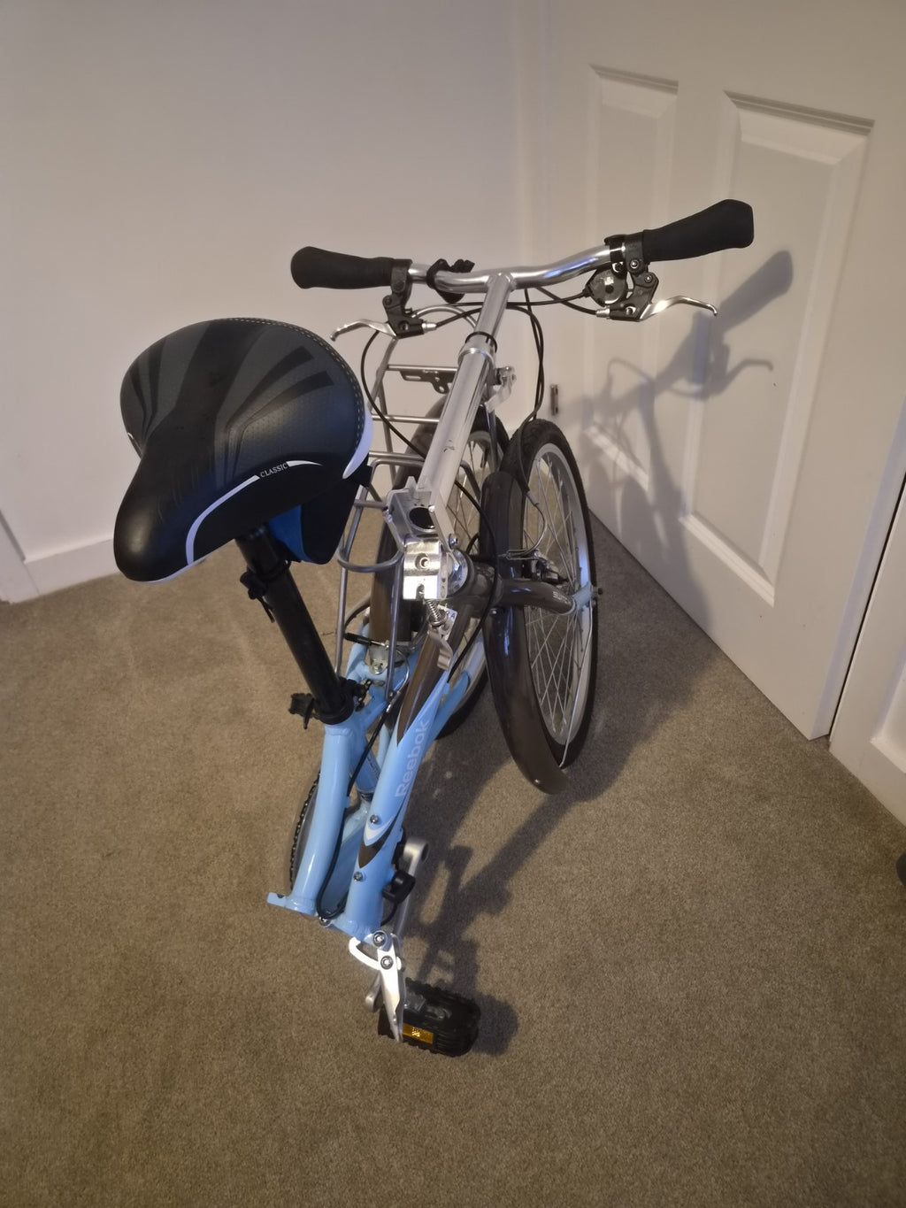 Reebok Switch Folding Bike 20in Light Blue, Rear Rack, Mudguards, Gears