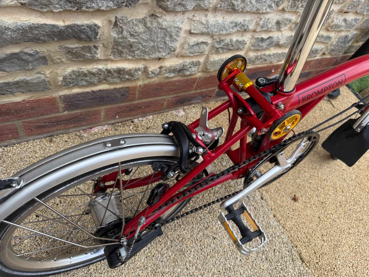 Brompton M3L Folding Bike - Red, 2021 year, Excellent Condition with Easy Wheels