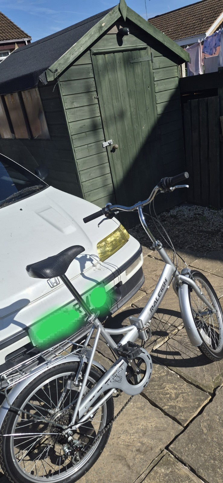 Raleigh Eclipse Folding Bike 20in Silver Mudguards Rear Pannier Rack Kickstand