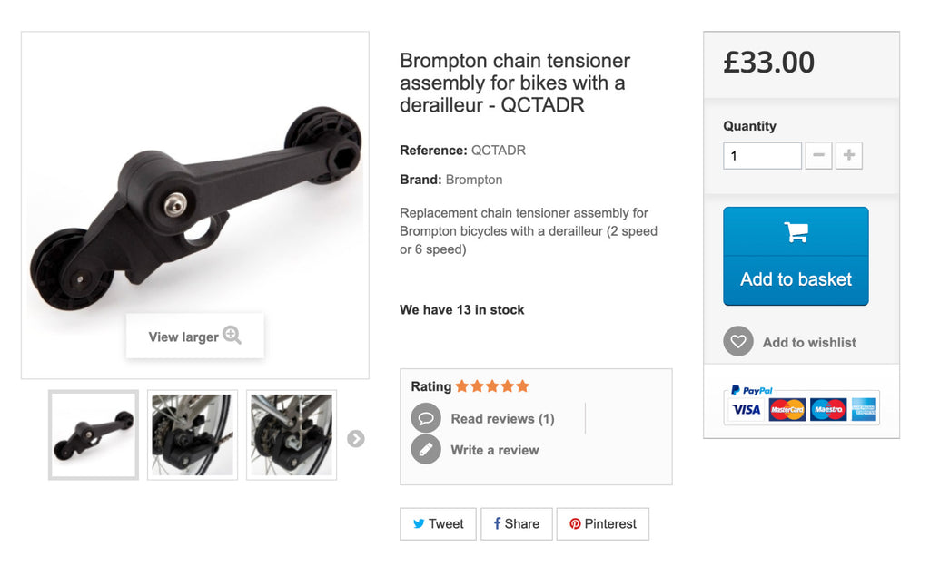 Brompton 2/6 Speed Chain Tensioner Assembly MiniMODs Union Jack Tensioner Wheels