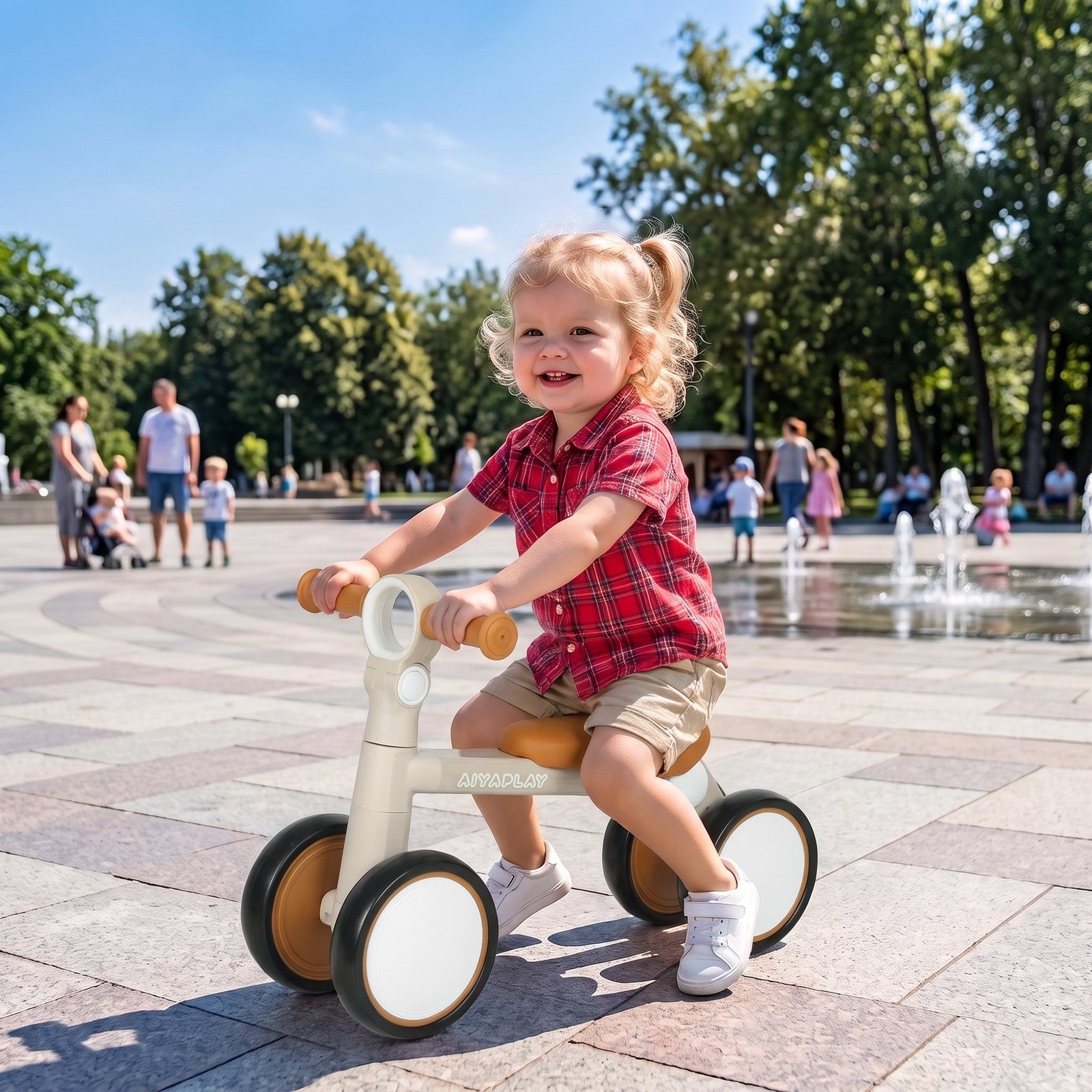 Balance Bike, Lightweight and Foldable Toddler Bike for 1-2 Years, Cream White