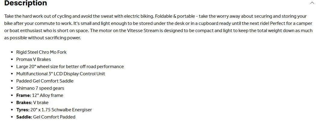 NEW Folding Bike Vitesse Stream 20 Inch  Commuter Bicycle