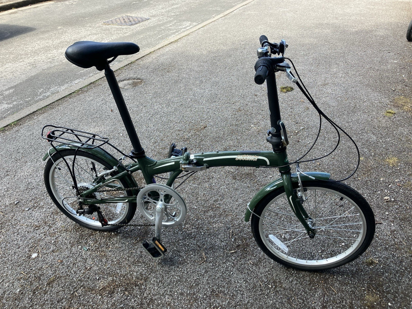 20 inch Folding Bike 7 Speed Shimano — Green, Rack, Mudguards, Succinct
