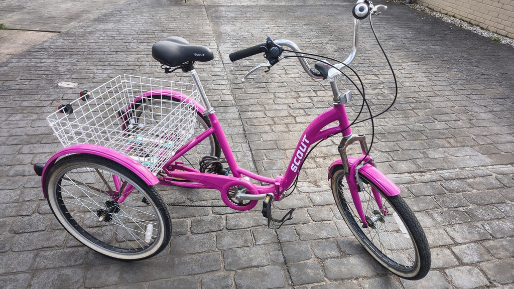SCOUT Adult Pink Folding Tricycle Trike with Basket – hardly used