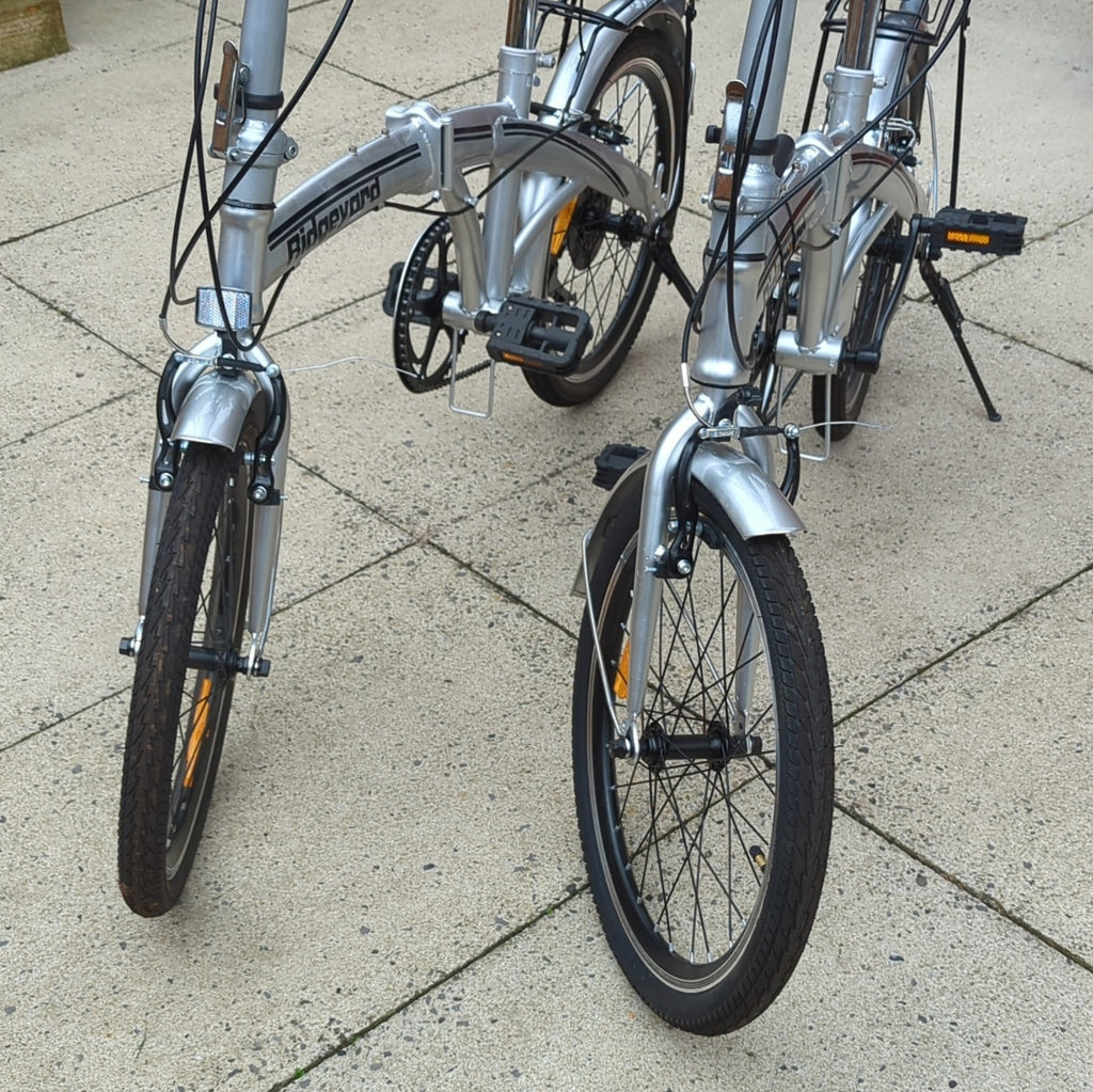 Ridgeyard Folding Bike Silver 16in Wheels Caliper Side Pull Brakes Reflectors