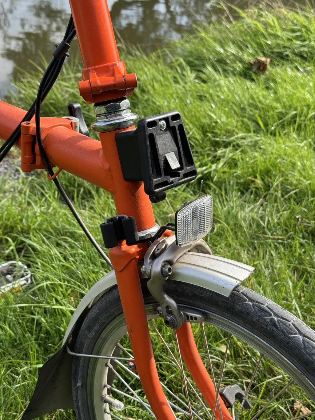 Brompton S3L Orange 3 Speed flat handlebars, Brooks Cambium Saddle