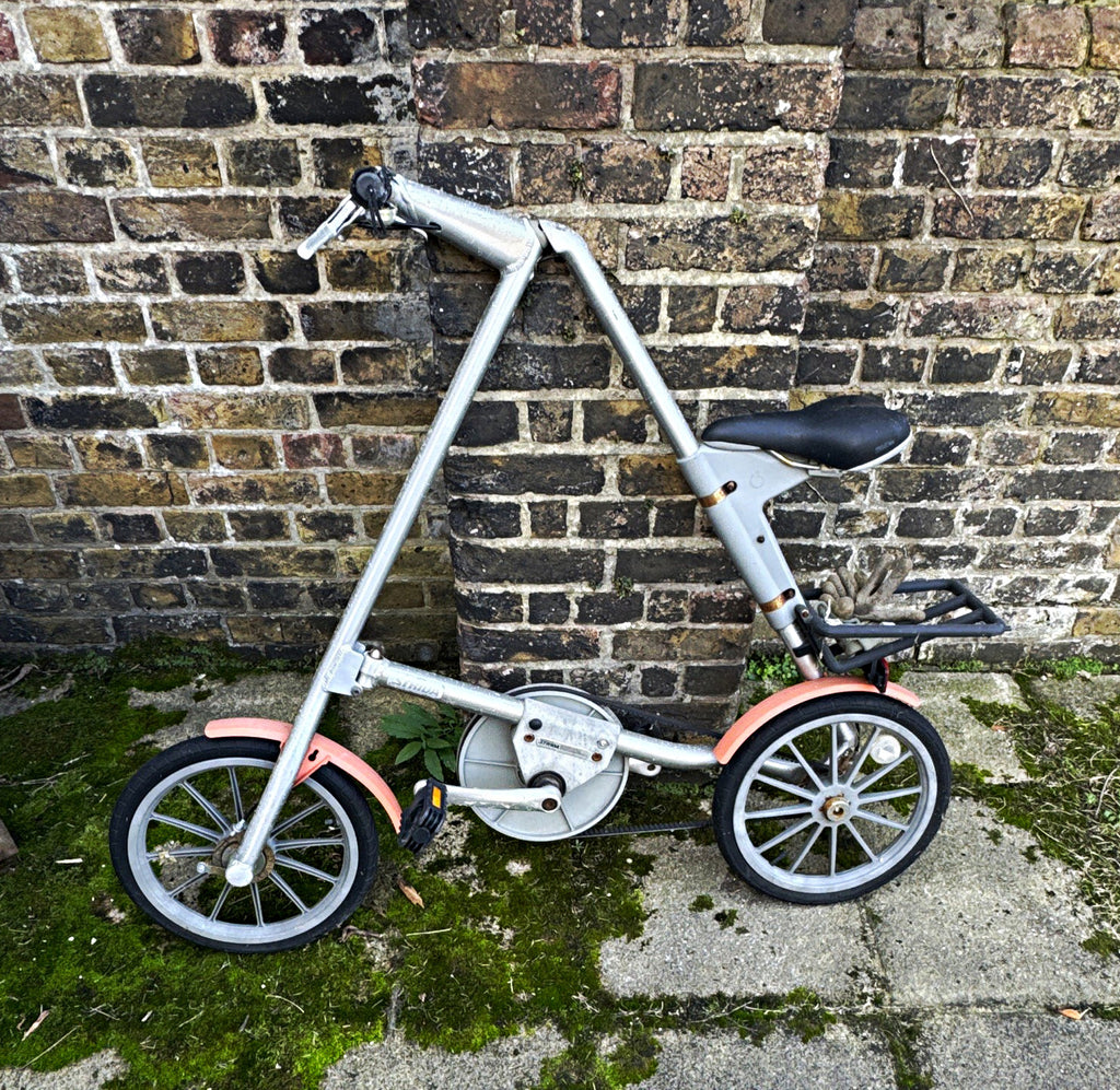 Strida 16in Folding Bike 1 Speed Small Silver/Pink Mudguards Rear Rack