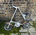 Strida 16in Folding Bike 1 Speed Small Silver/Pink Mudguards Rear Rack