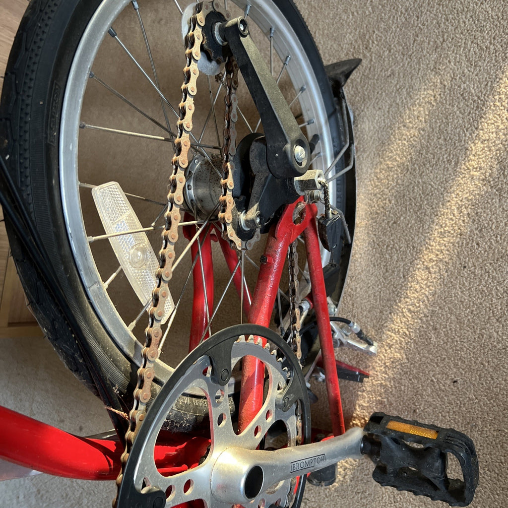 Brompton Bike Red.  Model L3.   Year 2004.  Poor Condition .