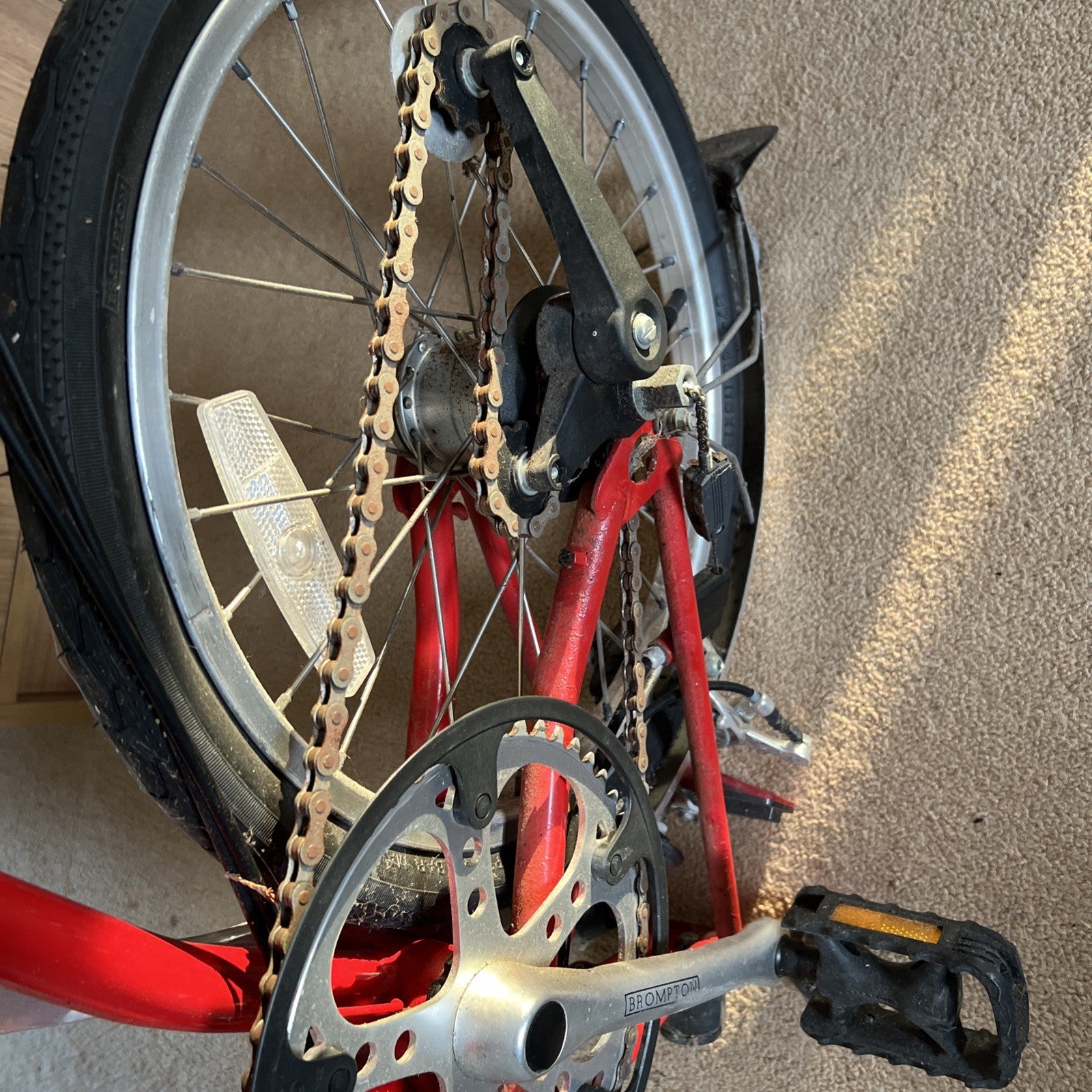 Brompton Bike Red.  Model L3.   Year 2004.  Poor Condition .