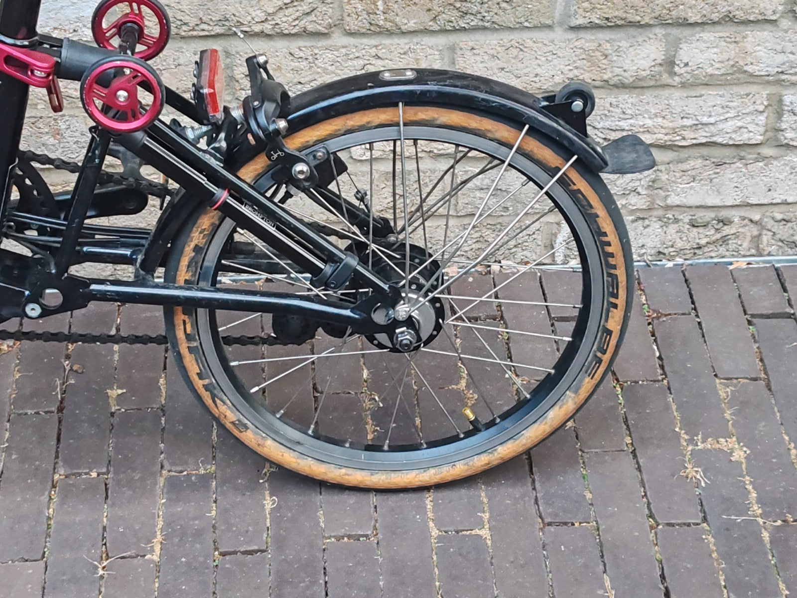Brompton Elec M6L 6 Speed Folding Black Custom Schwalbe Kojak Tanwall.