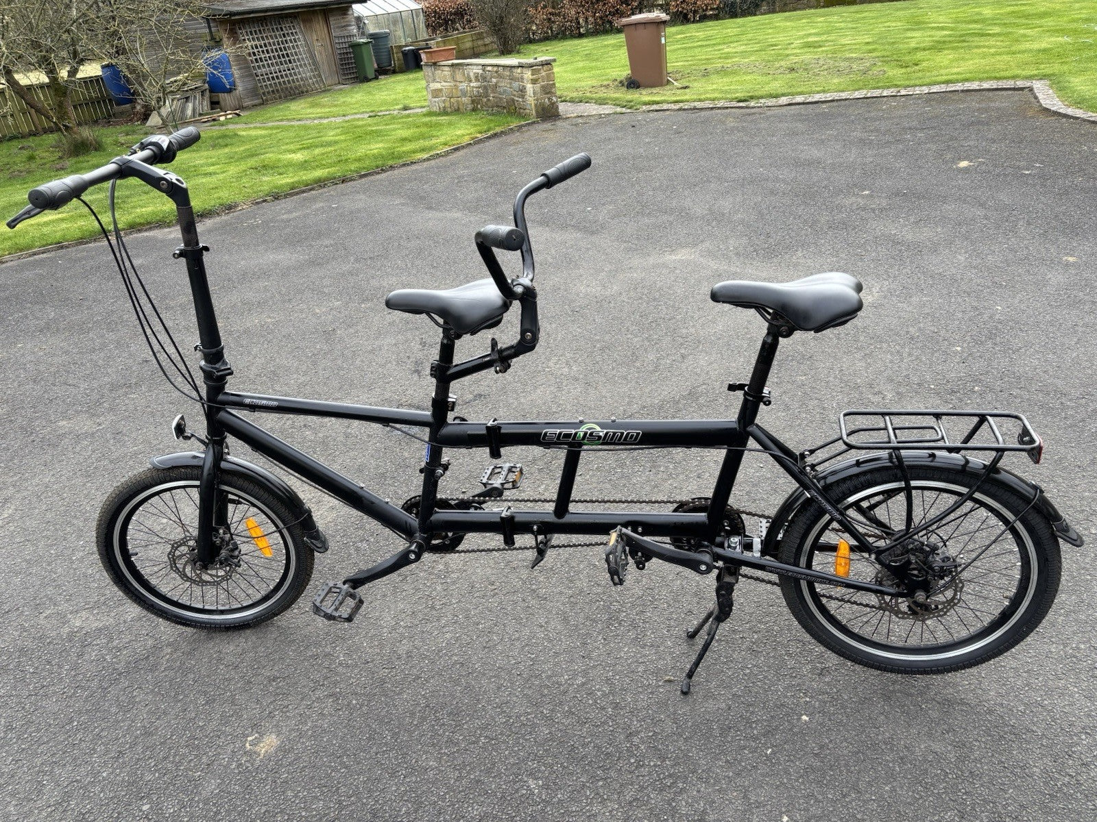 Ecosmo Black Folding Tandem Bicycle 20" Wheel 7SPShimano DiscBrake 23KG-20TF01