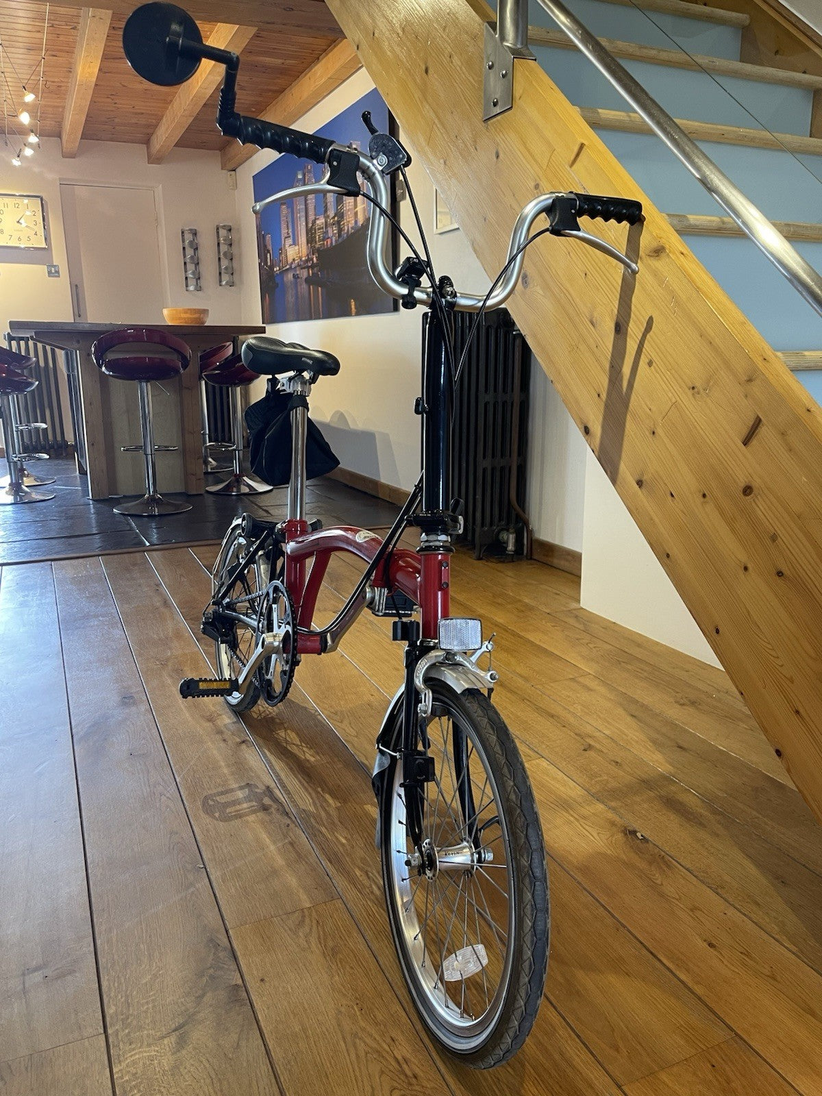 Brompton Folding Bike 16in Red/Black Derailleur Caliper, Mudguards Reflectors