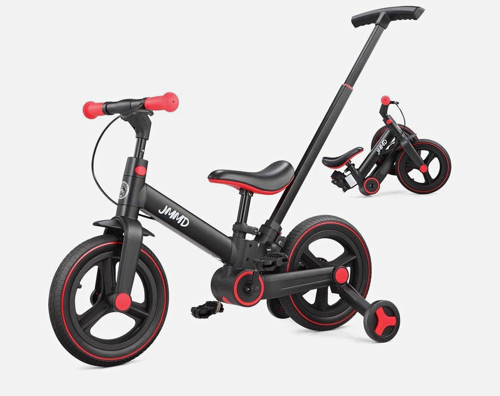 JMMD Kids Convertible Balance Bike/Tricycle 12in Black/Red Folding Adjustable