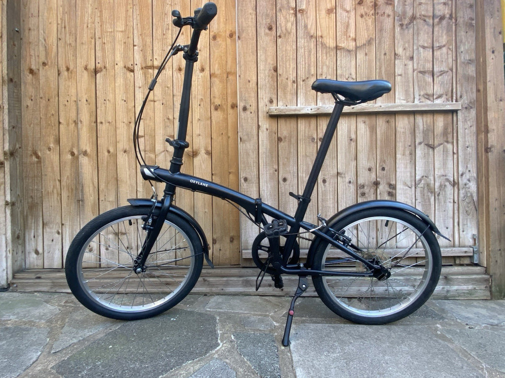 Oxylane Black Steel Folding Bicycle Single Speed Very Good Condition