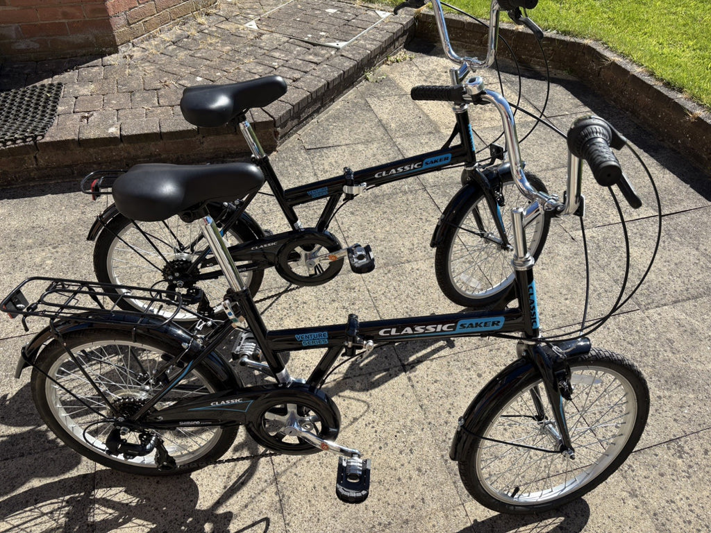2 x Adults Black Classic Saker Folding Bike Venture Series 20" Shimano 6-speed