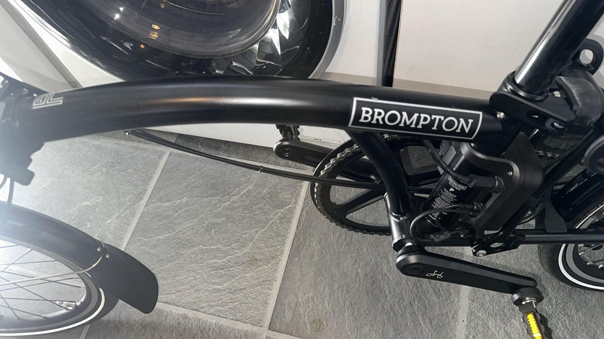 Brompton C Line 6 Speed Folding Bike 16in, Black, Rear Rack, Mudguards
