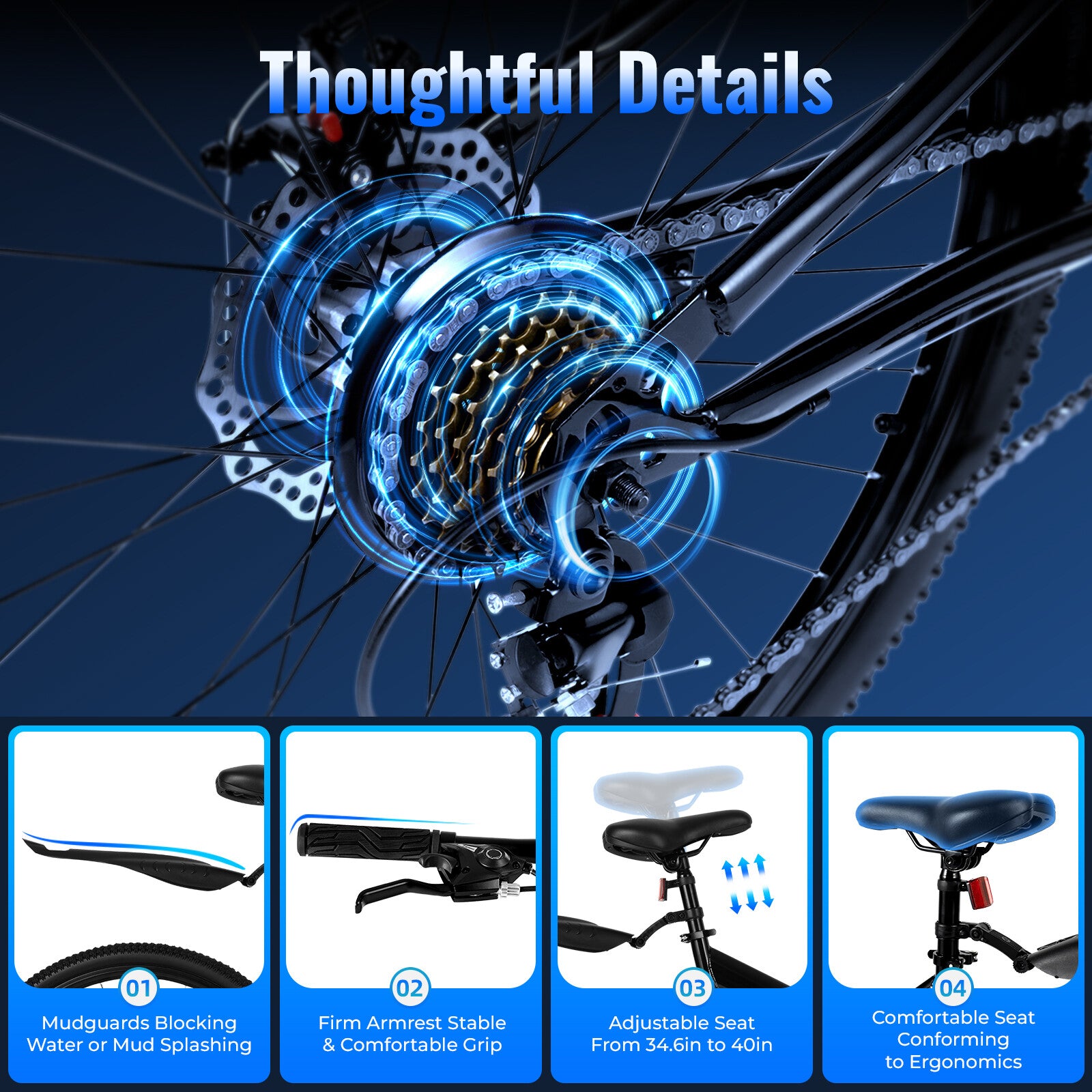 26" Folding Bikes Mens Mountain Bike Full Suspension Disc Brake Bicycle UK