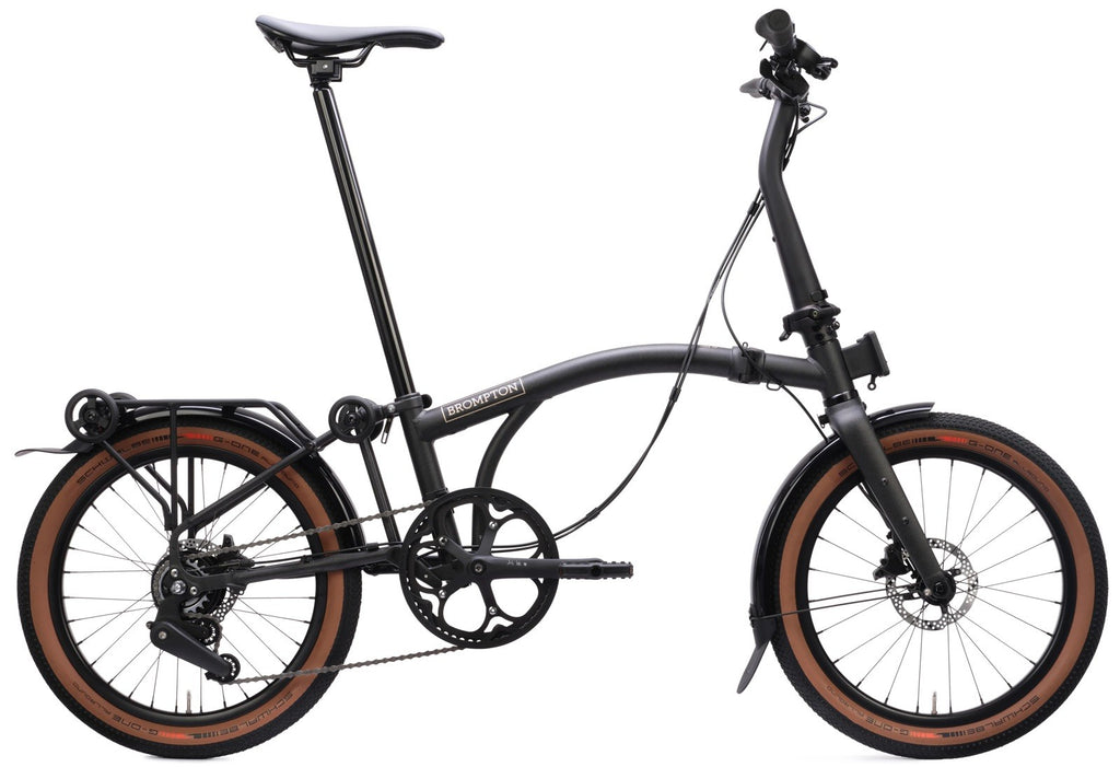 Brompton G Line Medium Folding Bike 8-Speed, Space Black w rack & mudguards