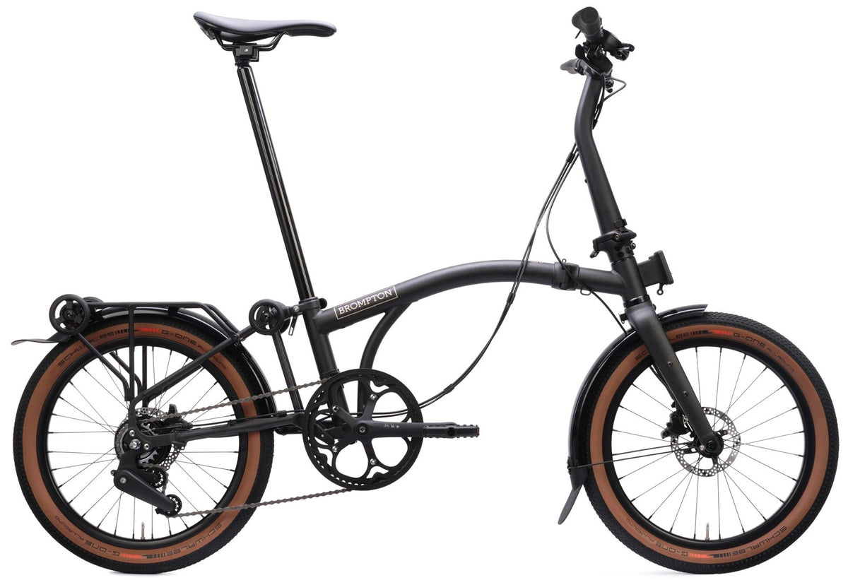 Brompton G Line Medium Folding Bike 8-Speed, Space Black w rack & mudguards