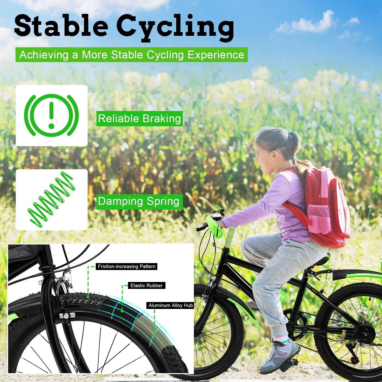 20 Inch Bike for Adult & Kids Folding Mountain Bike 7 Speed Disc Brakes Bicycle