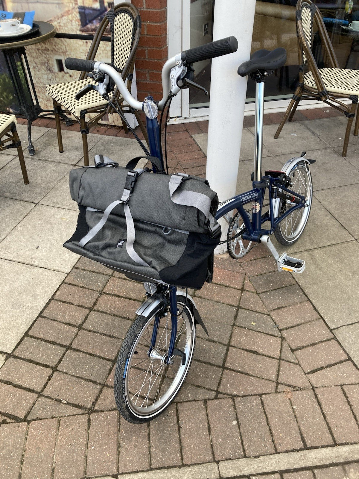 Brompton H6 Folding bicycle with 28 Litre Front bag, tool kit and Lights