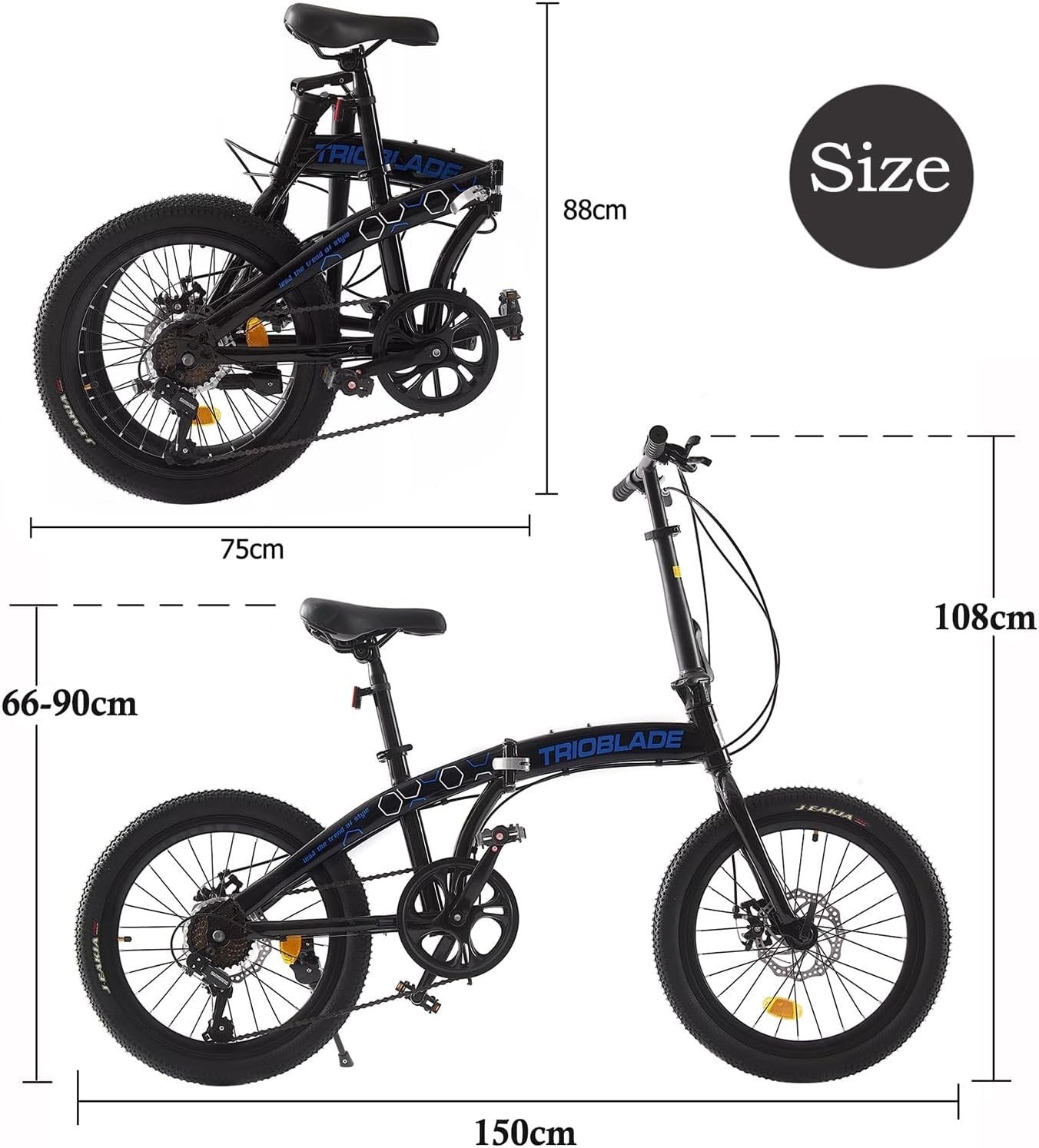 20" Folding Bike Lightweight 7-Speed Shimano Disc Brake Commuter