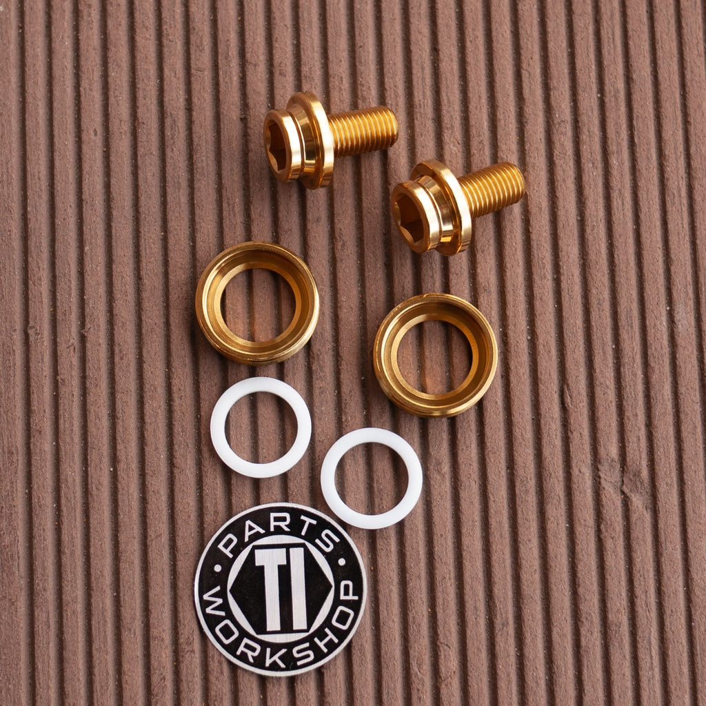 Brompton Ti Parts Workshop Titanium Crank Bolt Set Gold Bolt/ Gold Washer