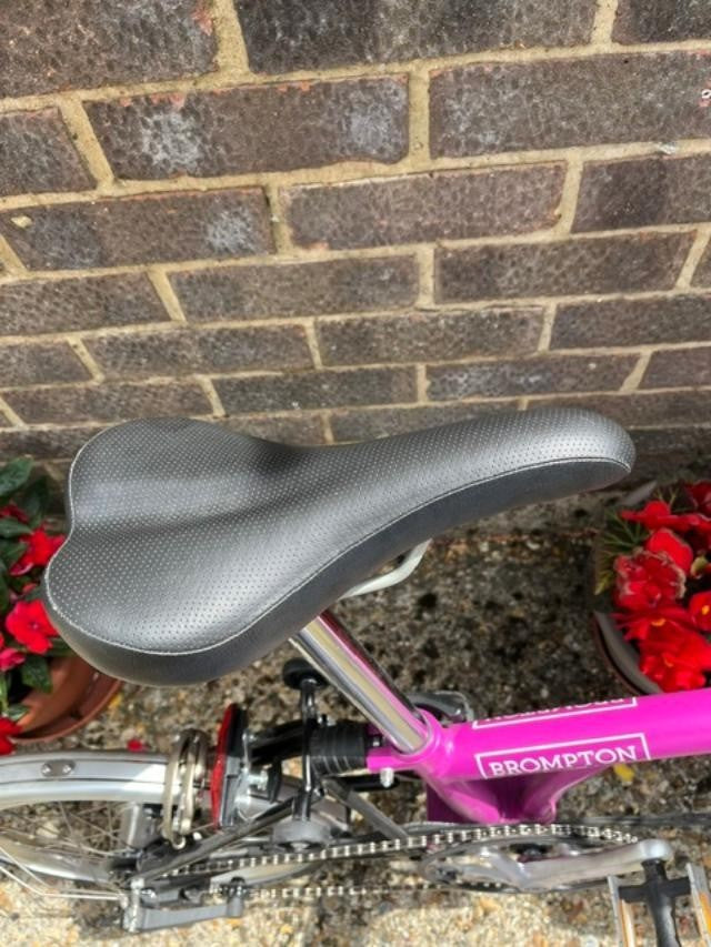 Hot Pink Vintage Brompton Folding Bike with Carry Bag on wheels Excellent