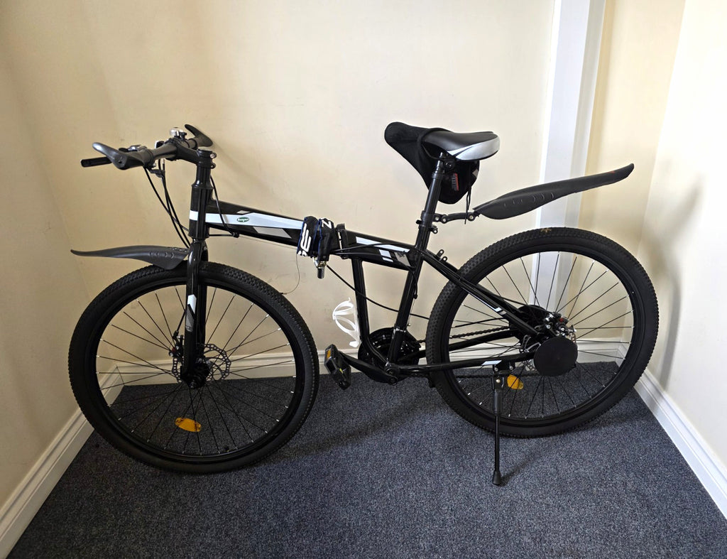 Folding Bike Black And White Colour.