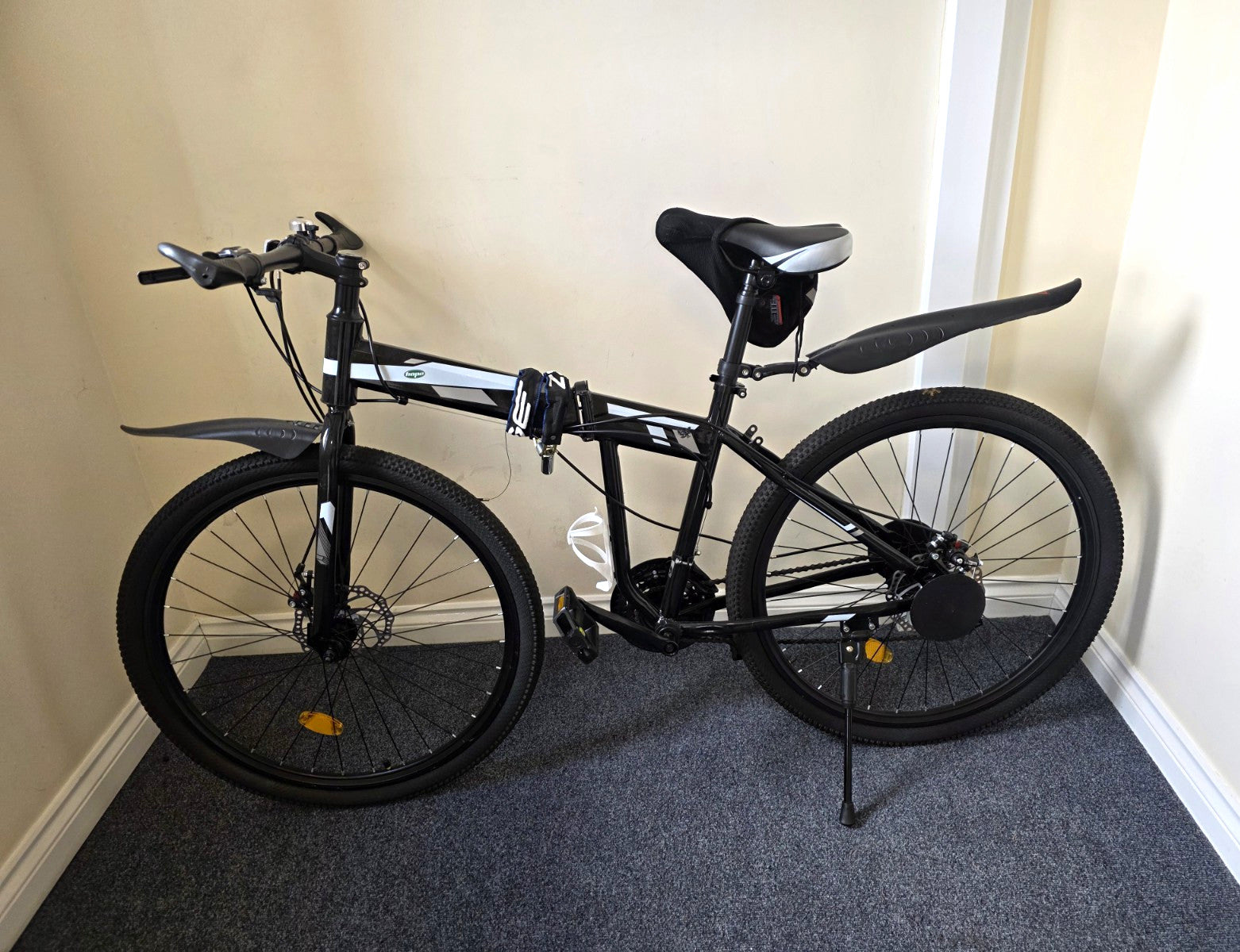 Folding Bike Black And White Colour.