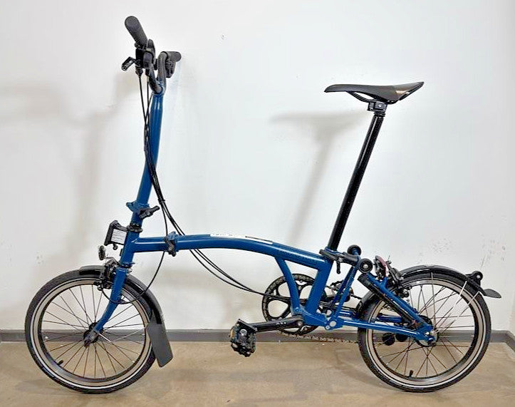 Brompton C Line 6 Speed 2023 High Handlebar Folding Bike - Ocean Blue
