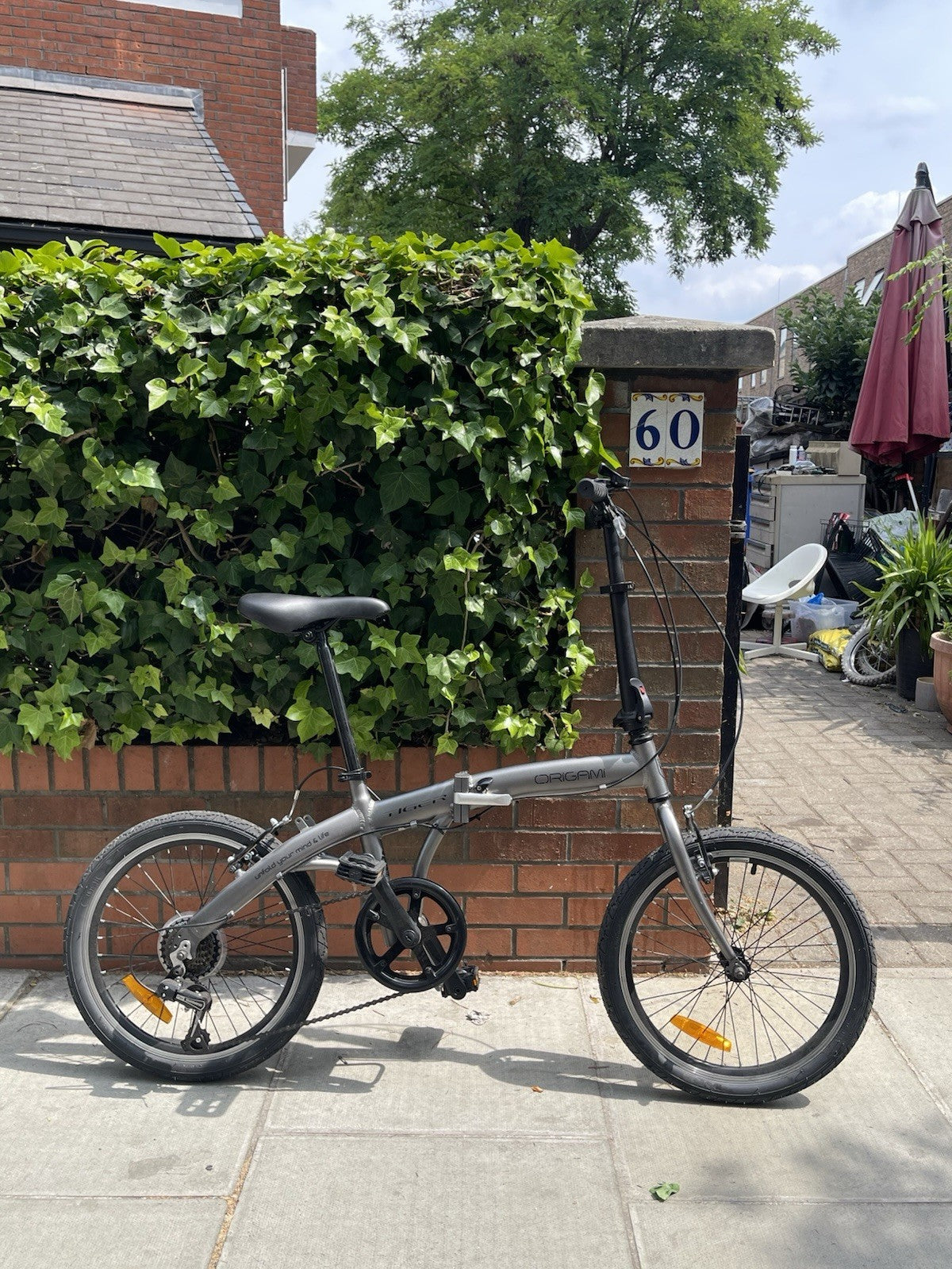 Origami Tiger Folding Bike, Grey, 20”, Compact Commuter Bike Ready To Ride Bike