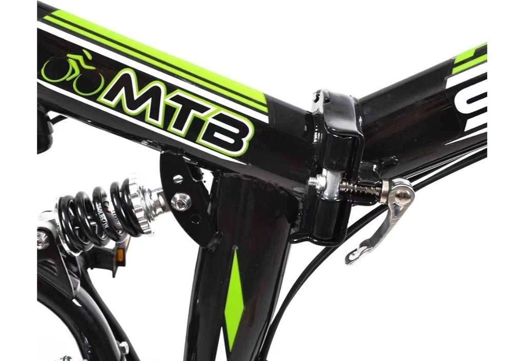 26" MTB V2 Folding Dual Suspension 18sp Gears Mountain Bike Black