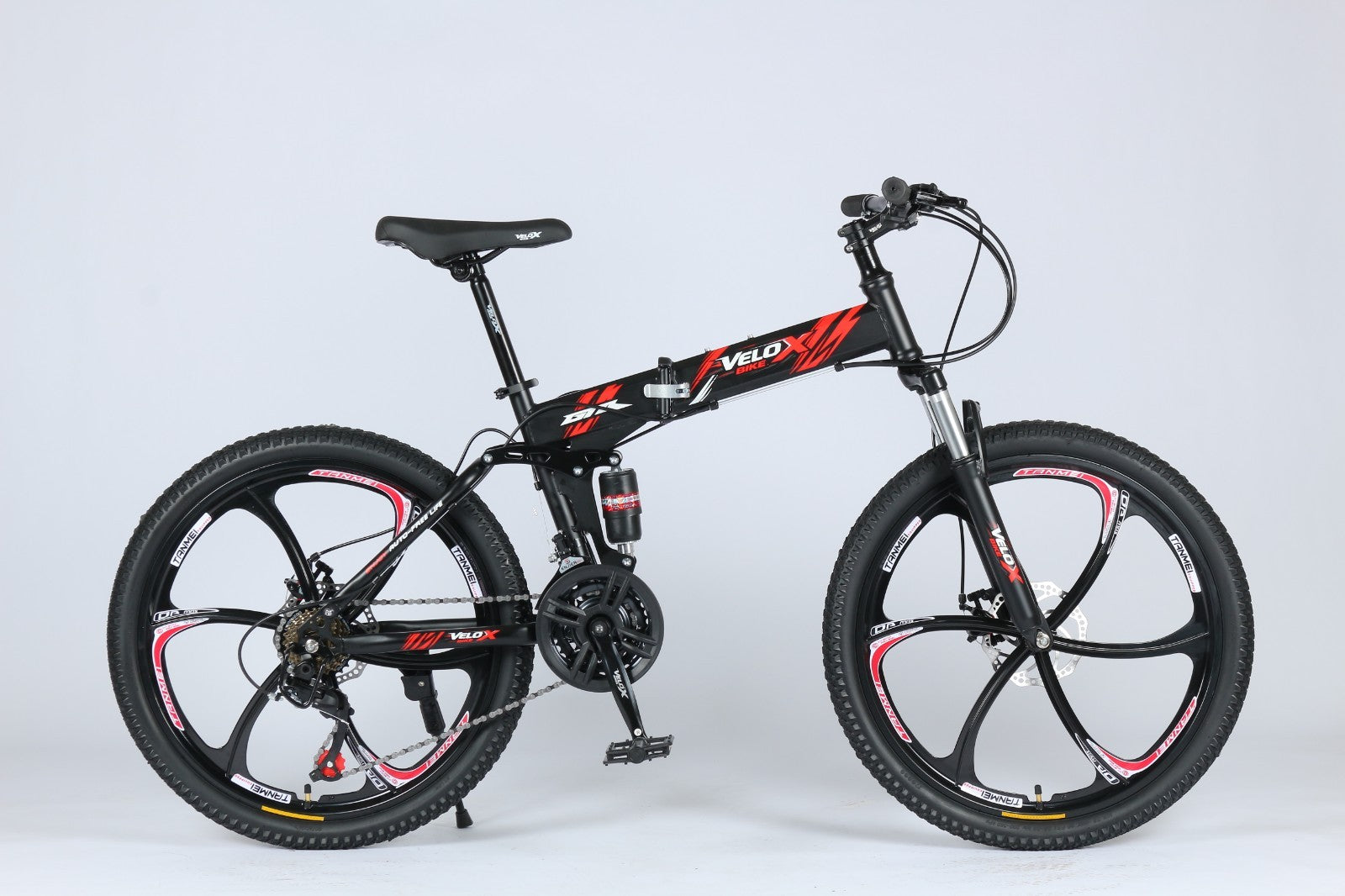 26" Folding Mountain Bike & 24 Inch 21 Speed, Double Suspension Alloy Wheel