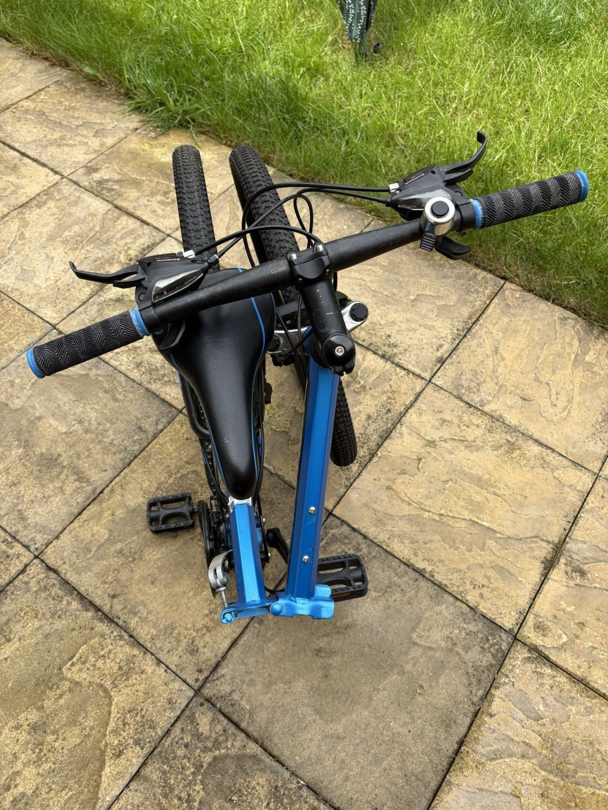 Eurobike G4 Folding Mountain Bike 26in 17in Full Suspension 21sp Disc Blue/Black