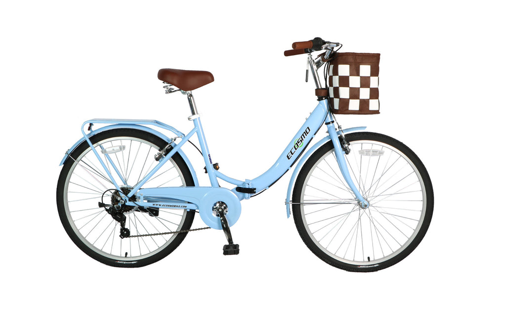 Ecosmo 26" Wheel Folding Ladies Women City Bicycle Bike 7 SP, 17" Frame -26LF08B