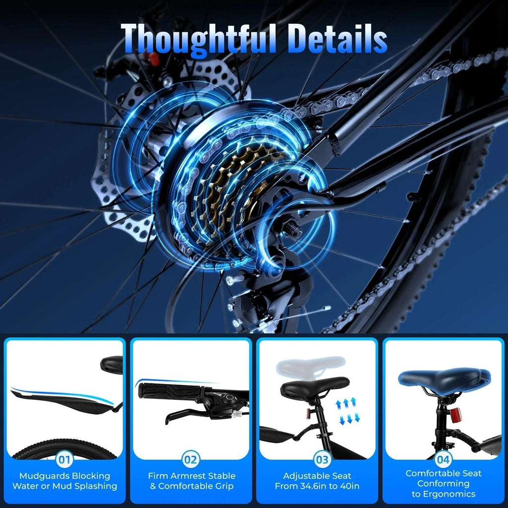 26 in Folding Mountain Bike 21-Speed MTB Bicycle Full Suspension Disc Brake Bike