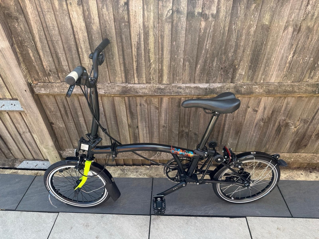 Brompton Folding Bike Black/Yellow Derailleur Gears Mechanical Rim Brakes