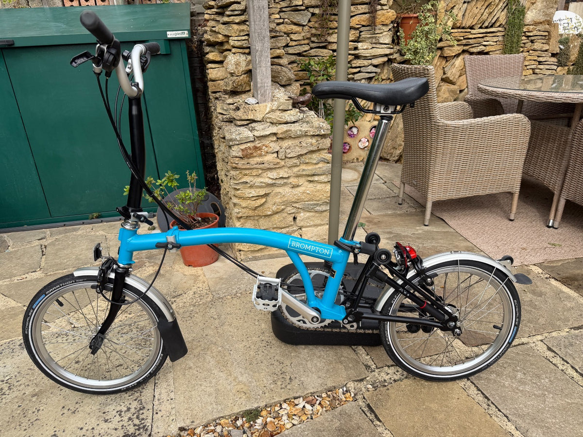 Blue Brompton Bike 6-speed - mint, less than 100 miles
