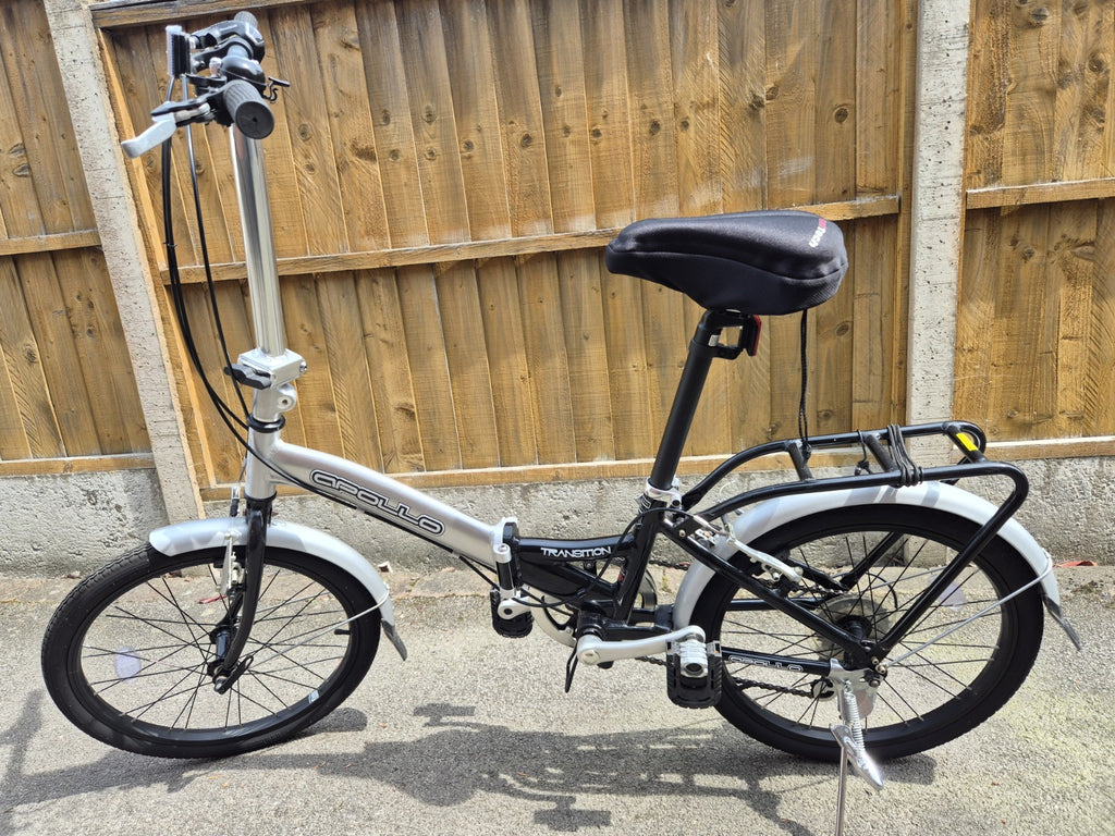 Apollo Aluminium 20in Folding Bike Silver/Black Mudguards Rear Rack V-Brakes