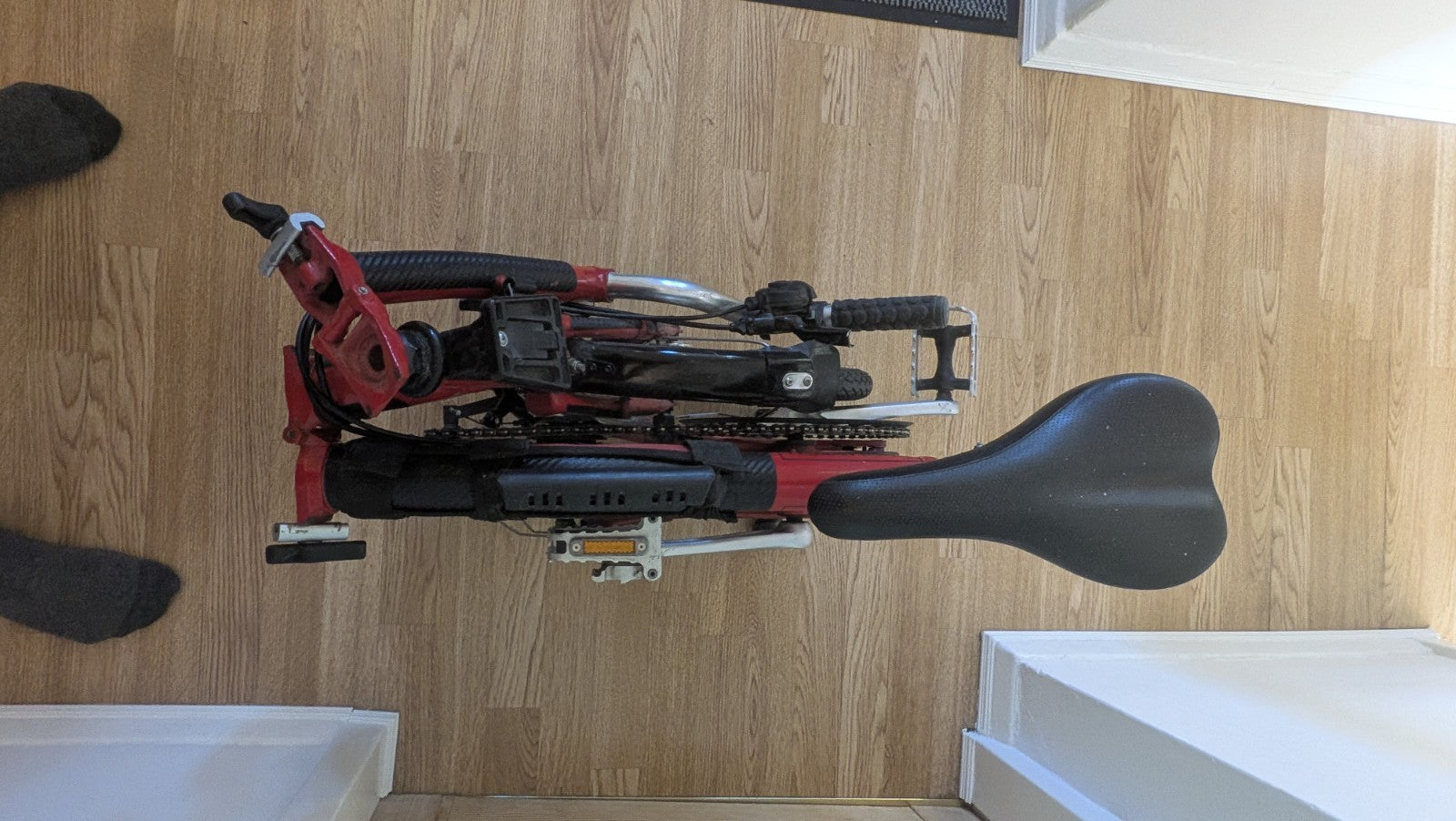Brompton Folding Bike Red 16in Wheels Steel Frame Flat Bar Derailleur Gears