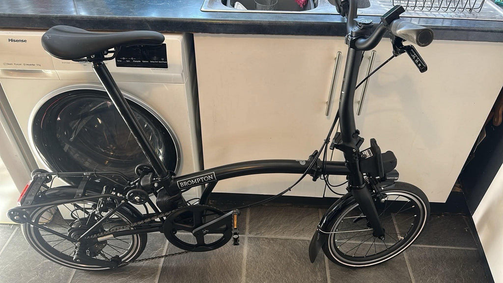 Brompton C Line 6 Speed Folding Bike 16in, Black, Rear Rack, Mudguards