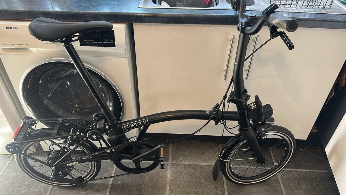 Brompton C Line 6 Speed Folding Bike 16in, Black, Rear Rack, Mudguards