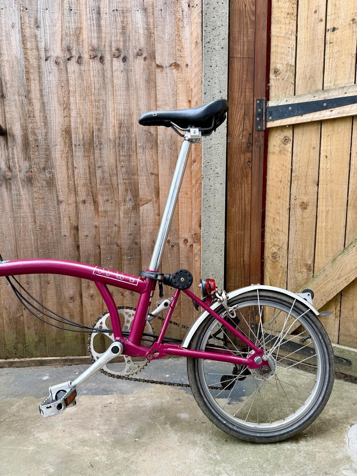 Brompton Folding Bike M3L in Pink with Mudguards and bag holder