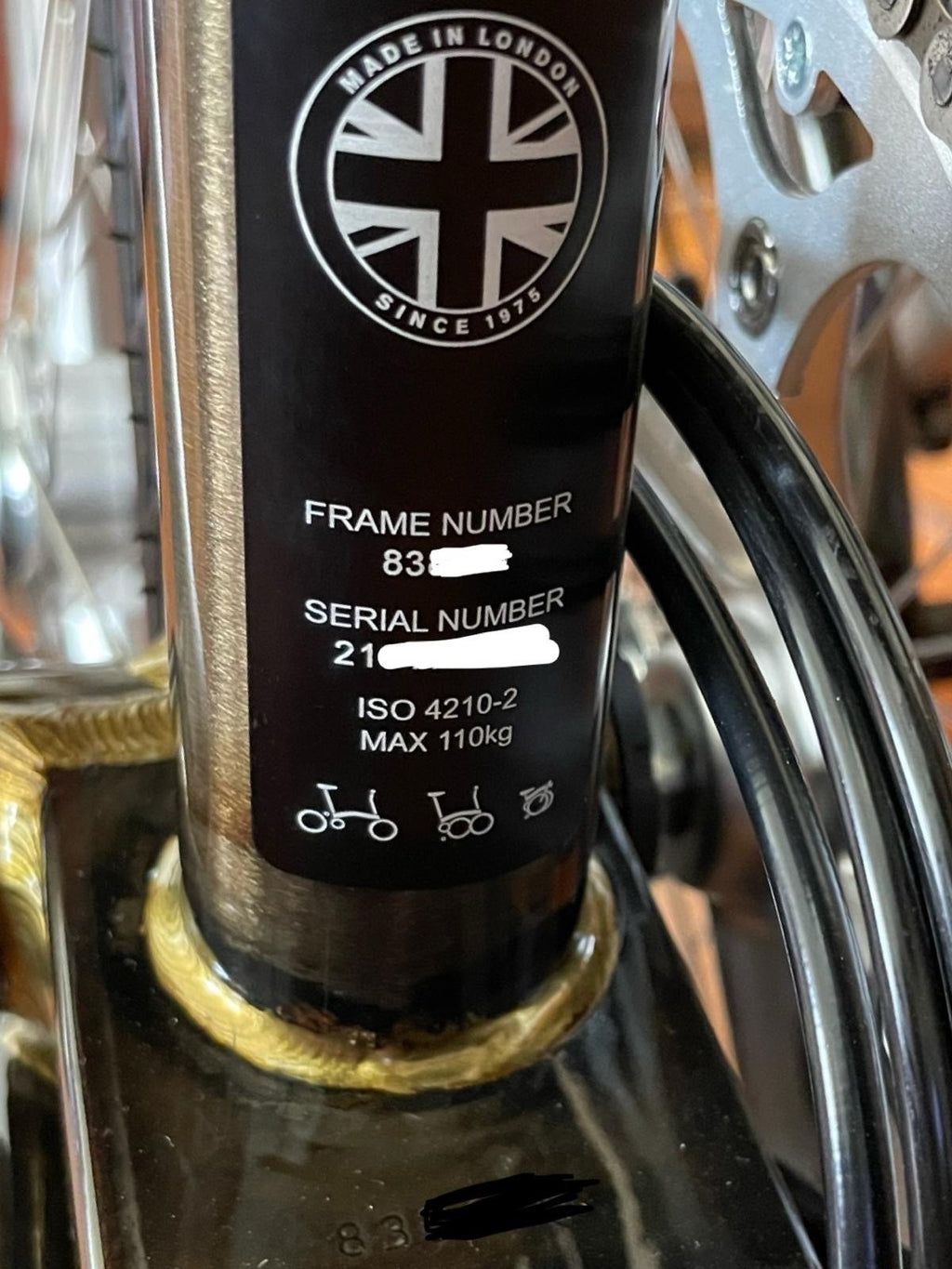Brompton S6L Black Lacquer 21 Used Once, Boxed, Helensburgh Scotland Collection