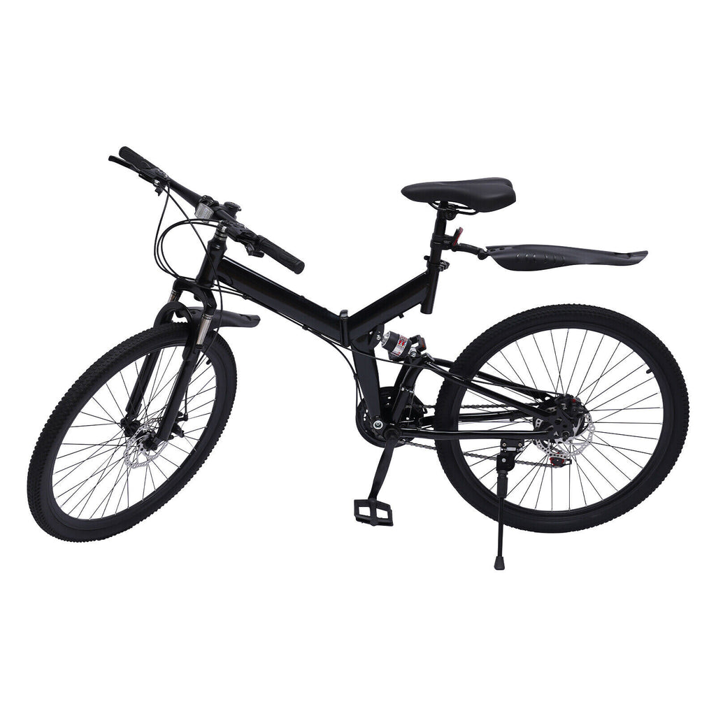 26" 21-Speed Folding Mountain Bike Foldable Bicycle Disc Brake Mountain Bike NEW