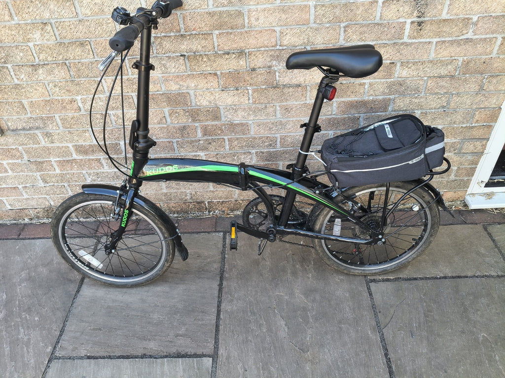 Kudos 20in Black/Green Folding Bike Derailleur Gears Rear Rack Mudguards