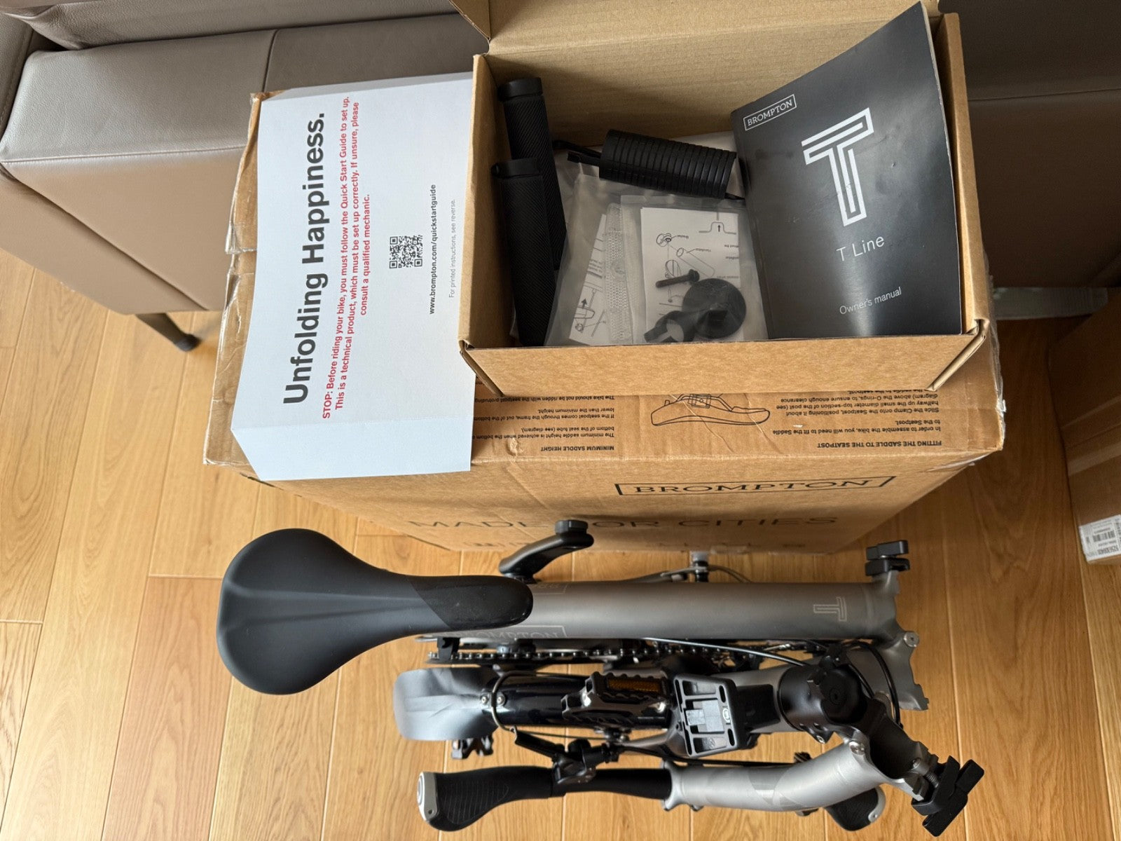 Brompton T-Line 4-Speed Titanium Folding Bike Low Handlebar- Excellent Condition