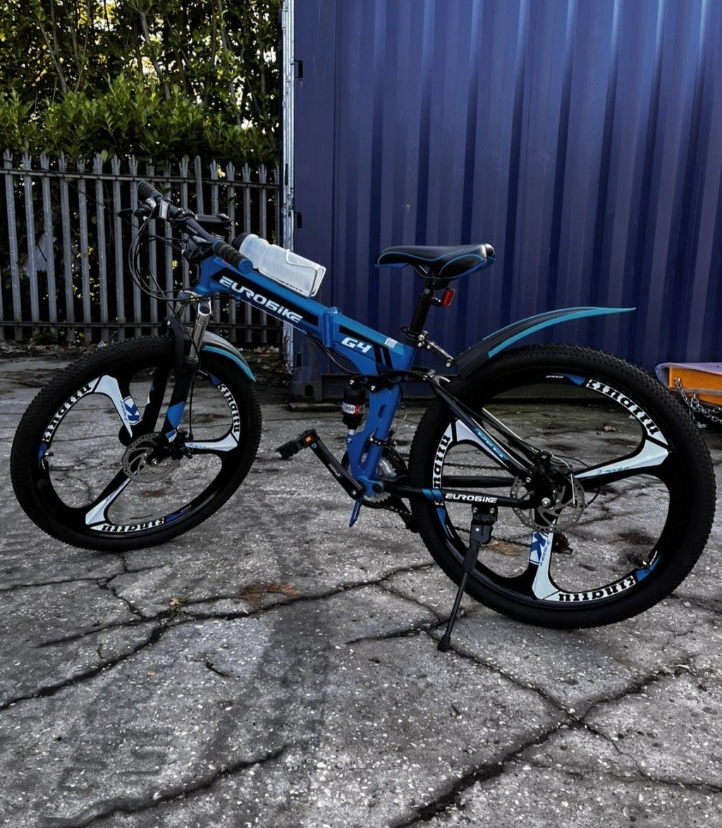 Foldable MOUNTAIN BICYCLE Eurobike BLUE G4 26" 21-speed - Used For 1 Week